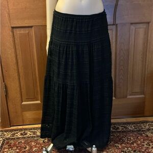 Max Studio boho Multi tiered Black Maxi Skirt